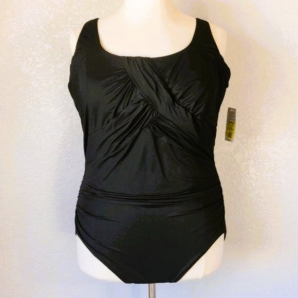 Lands' End 24W SlenderSuit Carmela Tummy Control Chlorine Resistant Scoop Neck - Picture 3 of 7